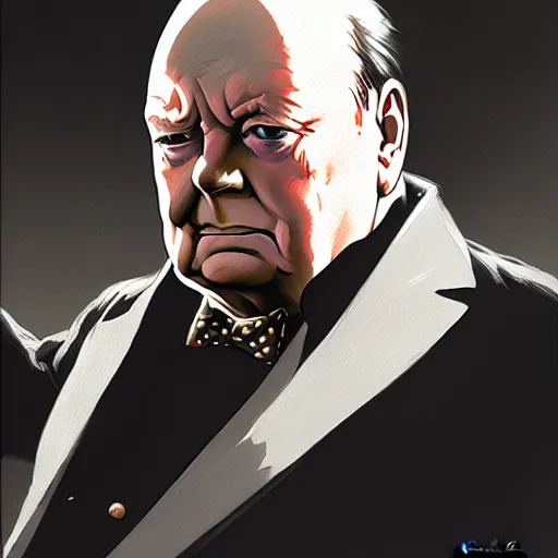 Prompt: Winston Churchill from Fullmetal Alchemist, fantasy, intricate, elegant, highly detailed, digital painting, artstation, concept art, matte, sharp focus, illustration, art by Artgerm and Greg Rutkowski and Alphonse Mucha