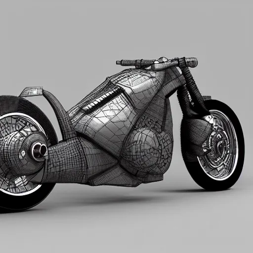 Image similar to akira motorcycle 3 d model, steampunk, 3 d cg, digital art, soft light