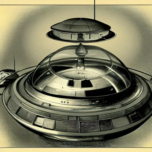 Prompt: the inside of a UFO, circa 1910 artstation, highly detailed