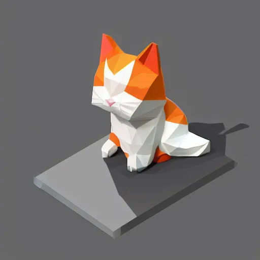 Image similar to cat, white background, isometric, low poly