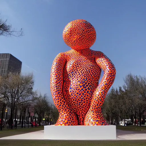 Prompt: a sculpture of yayoi kusama