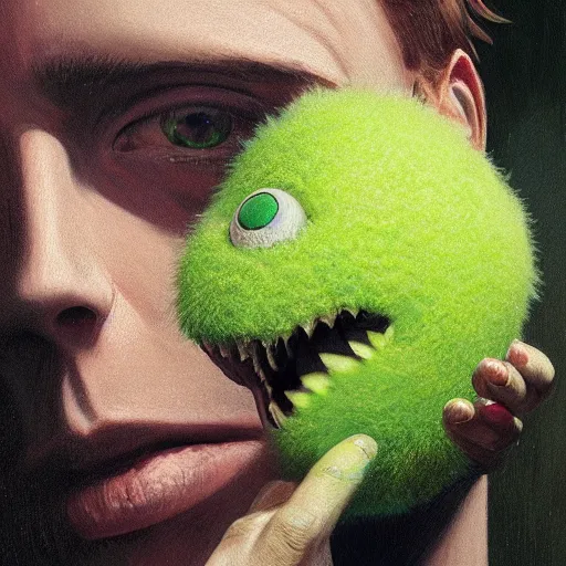 Prompt: highly detailed vfx portrait of a character of a tennis ball monster stephen bliss, chalk, unrealengine, greg rutkowski, loish, rhads, beeple, chalk, makoto shinkai and lois van baarle, ilya kuvshinov, rossdraws, tom bagshaw, basil gogos