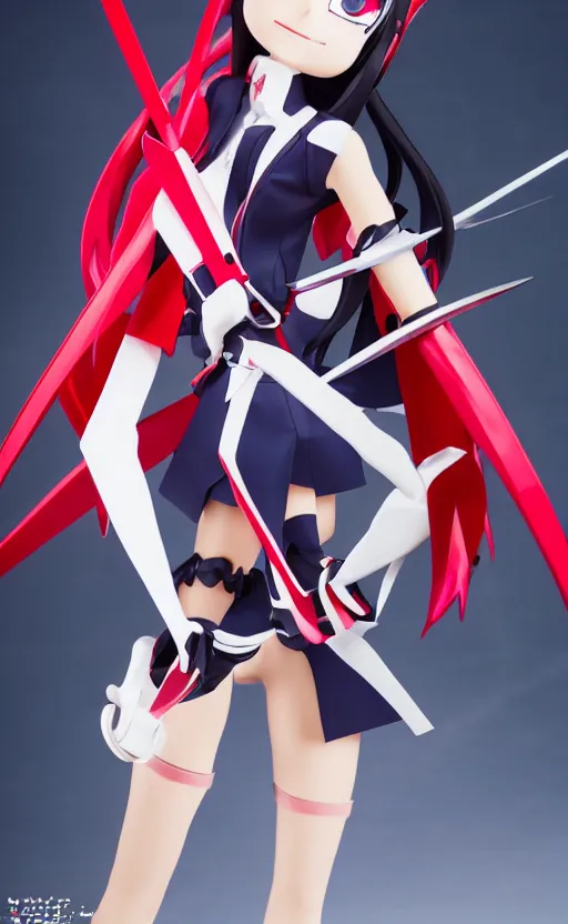 Image similar to toy design, kill la kill anime, portrait of ryuko girl character, 2 0 2 2 anime style, anime static figure, cosplay photo, red scissors, school uniform, inspired by good smile company, 1 2 0 mm, photo taken by professional photographer, by trigger anime studio, trending on facebook, symbology, anime character anatomy, high resolution, matte