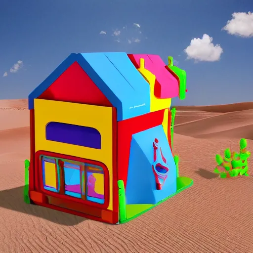 Image similar to baby toy shape building in the dessert, big scale