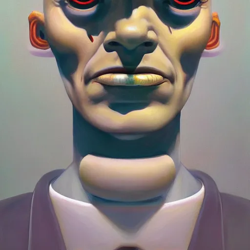 Image similar to Fractal portrait of an artificial intelligence humanoid, very coherent, painted by Edward Hopper, Wayne Barlowe, painted by James Gilleard, airbrush, art by JamesJean