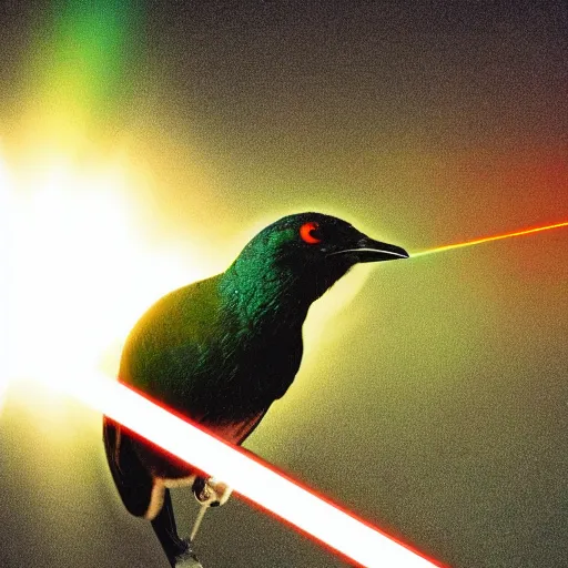 Prompt: new zealand native birds with laser eyes