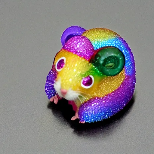 Prompt: rainbow gems in the shape of a hamster