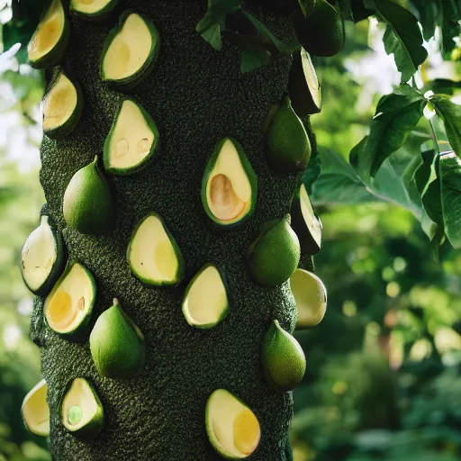 Image similar to emma watson!!!! | as an avacado tree | tall tree | large garden | hyper realistic rendering | canon eos r 3, f / 1. 4, iso 2 0 0, 1 / 1 6 0 s, 8 k, raw, unedited, symmetrical balance, in - frame