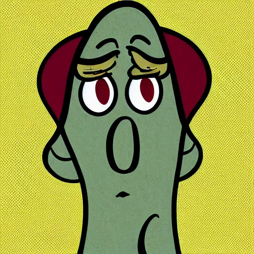 Image similar to handsome squidward, pop art style portrait, male