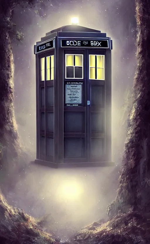 Image similar to a portrait of a tardis, in the woods, dynamic lighting, photorealistic fantasy concept art, trending on art station, stunning visuals, creative, cinematic, ultra detailed