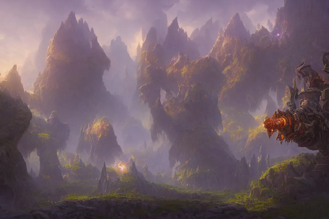 Prompt: screenshot of world of warcraft, oil painting, concept art, filip hodas, john howe, mike winkelmann, jessica rossier, andreas rocha, bruce pennington, albert bierstadt, 4 k