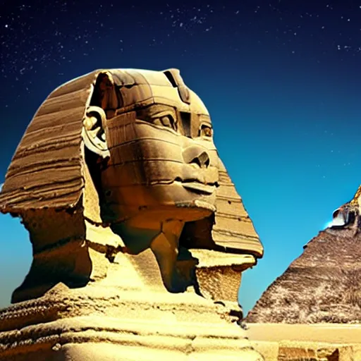 Prompt: Great Sphinx of Giza Sphinx writing code on a laptop for an important project in a corn field beatiful digital art