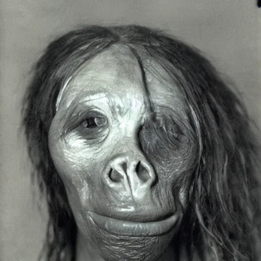 Image similar to Marjorie Taylor Green as a neanderthal