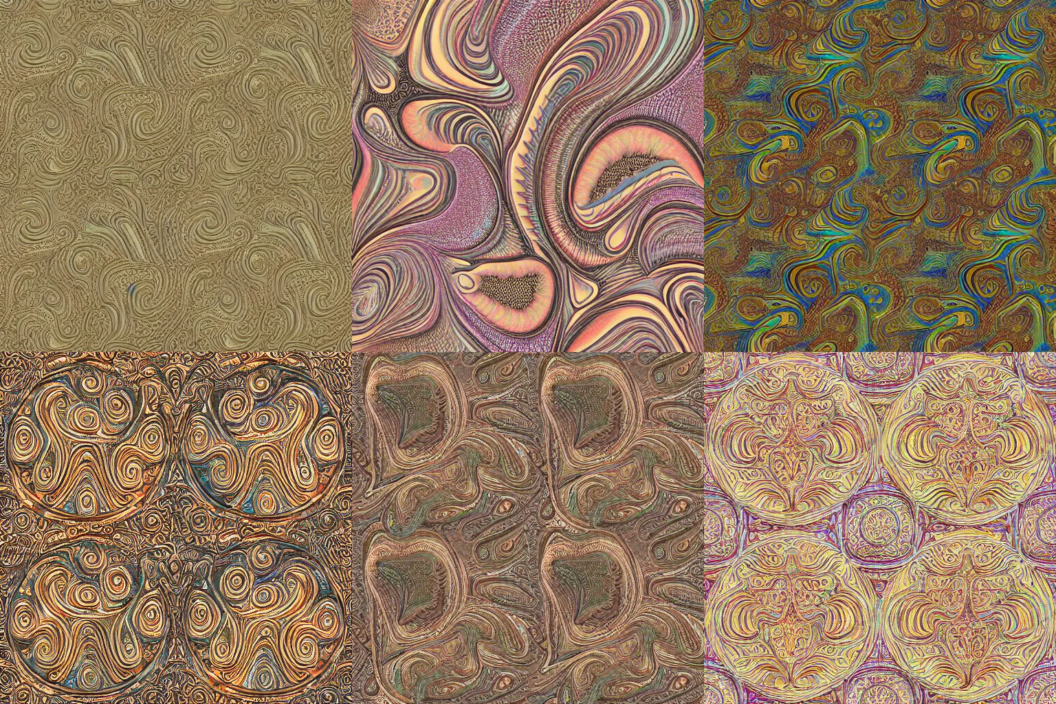 Prompt: 3d embossed bumpy textured maze fractal swirling muted colors, ernst haeckel, and just slightly a little bit paisley
