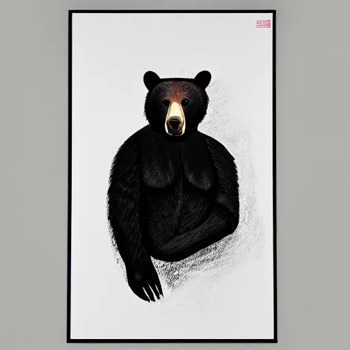 Image similar to a painting of a bear in front of a large screen, a digital rendering by chinwe chukwuogo - roy, behance, neo - dada, behance hd, 3 d, maximalist