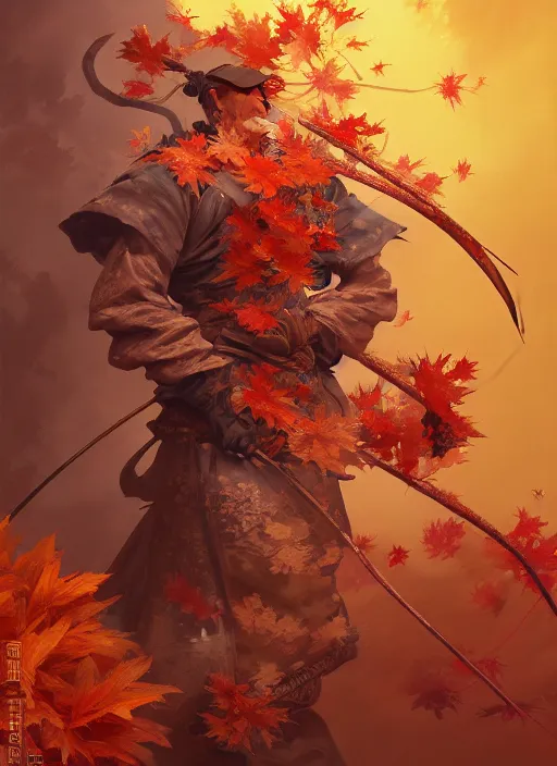 Image similar to koi themed samurai in autumn color kimono, subsurface scattering, by jesper ejsing, justin gerard, tomasz alen kopera, cgsociety and fenghua zhong, highly detailed, rim light, cinematic lighting, illustration, art, octane render, very coherent, cinematic, hyper realism, high detail, octane render, 8 k