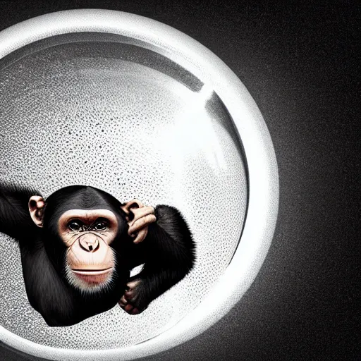 Image similar to Chimp looking at banana inside a crystal ball at the fortune teller