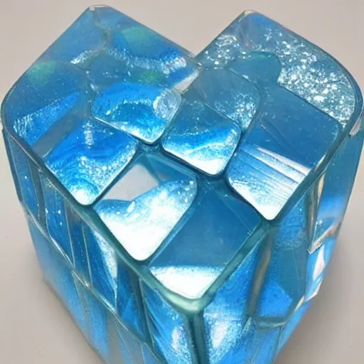 Image similar to crystallized cubed heart, 8k, detailed, very detailed