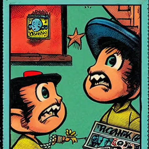 Image similar to a Garbage Pail Kids card Horrible Hector Art Spiegelman art