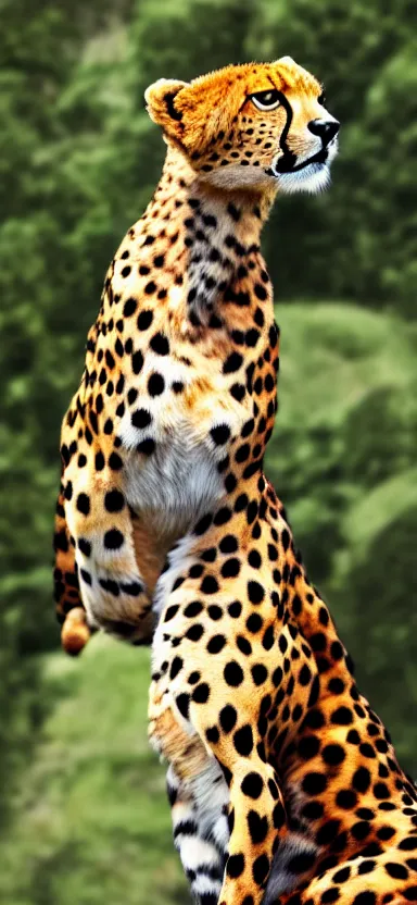 Image similar to a portrait photo of luffy as cheetah, side shot, by professional photographer, 8 k resolution, high quality