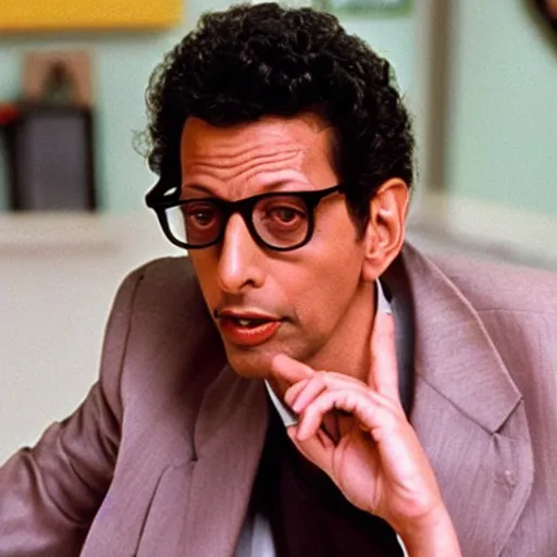 Image similar to a hyper realistic photograph of jeff goldblum from the 1 9 8 0's trying to flirt with you