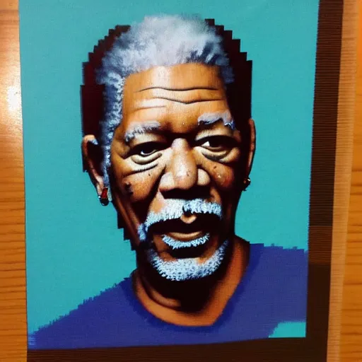 Image similar to 8 bit portrait of morgan freeman