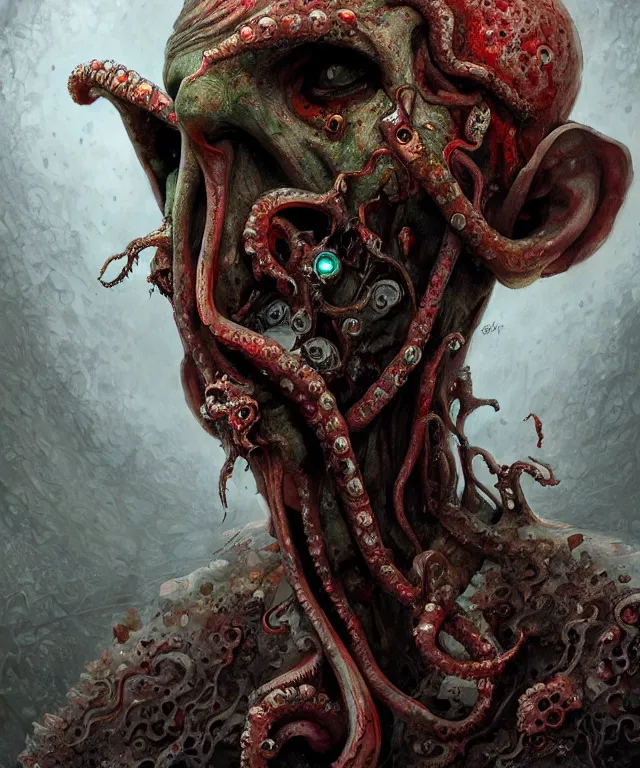 Image similar to a squid faced zombie, fantasy, intricate, elegant, highly detailed, digital painting, artstation, concept art, matte, sharp focus, illustration, art by keith thompson and christopher lane