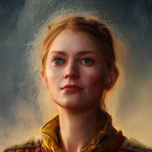 Prompt: portrait of a swedish woman ( 3 5 ) from sweden in 2 0 2 1, an oil painting by ross tran and thomas kincade