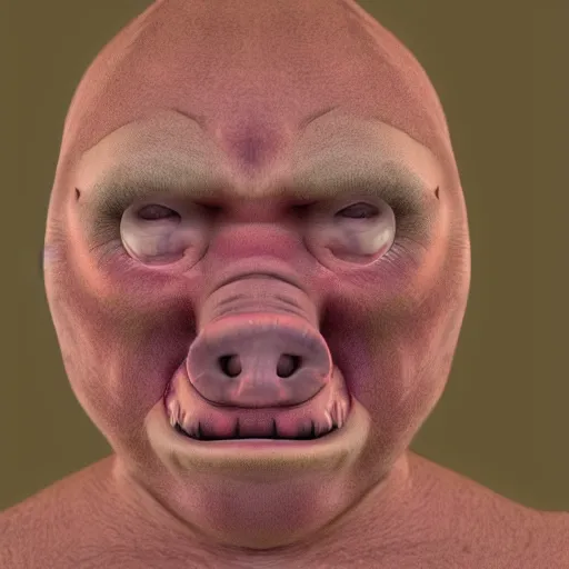 Image similar to human pig hybrid, high definition, photorealistic