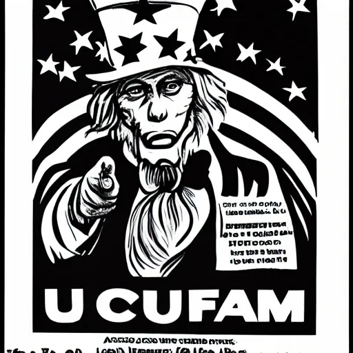 Image similar to fox animal dressed as uncle sam propaganda poster