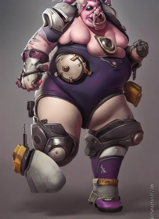 Prompt: character portrait of a fusion of Roadhog from Overwatch and Widowmaker from Overwatch by ArtGerm and Tom Bagshaw, 4k, highly detailed, cinematic lighting, characters merged