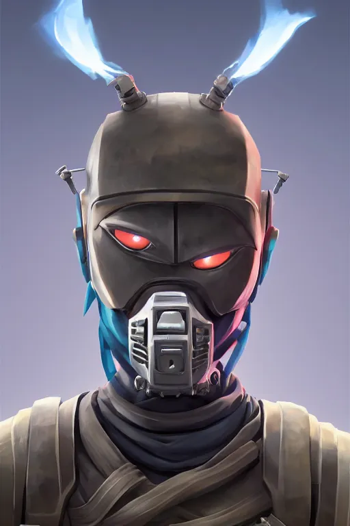 Image similar to epic mask helmet robot ninja portrait stylized as fornite style game design fanart by concept artist gervasio canda, behance hd by jesper ejsing, by rhads, makoto shinkai and lois van baarle, ilya kuvshinov, rossdraws global illumination radiating a glowing aura global illumination ray tracing hdr render in unreal engine 5