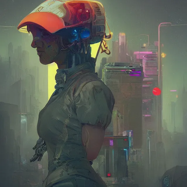 Image similar to a beautiful portrait painting of a ( ( cyberpunk ) ) girl by simon stalenhag and pascal blanche and alphonse mucha!! and nekro!. in style of digital art. colorful comic, film noirs, symmetry, hyper detailed. octane render. trending on artstation