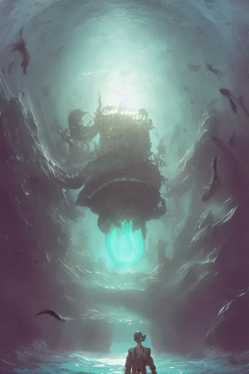 Image similar to bottom of the ocean, eldritch, cosmic, high octane, 8 k, digital art, magic the gathering, mtg, by greg rutkowski, trending on artstation