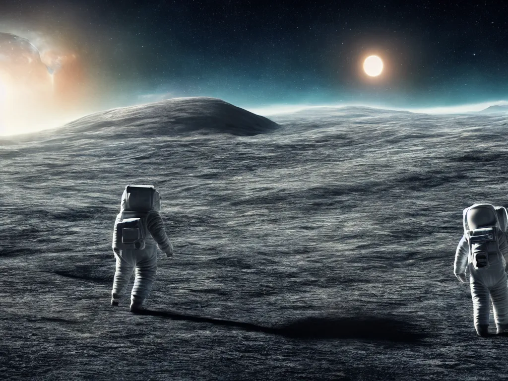 Prompt: lonely astronaut walking on a landscape of dying alien planet, hyperrealistic, 4K wallpaper, highly detailed and beautiful