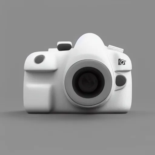 Image similar to Very tiny DSLR model, iOS emoji, 3D clay render, 4k UHD, octane render, white background, isometric top down left view, diffuse lighting, simplistic