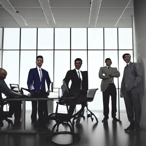 Image similar to rat businessmen in an office, wide angle