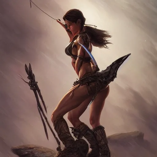 Prompt: lara croft as a female bodybuilder sorceress, fantasy, intricate, elegant, highly detailed, digital painting, artstation, concept art, matte, sharp focus, illustration, art by aenaluck and roberto ferri and greg rutkowski, epic fantasy, digital painting