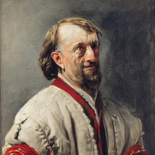 Prompt: a portrait of cezary pazura painted by jan matejko