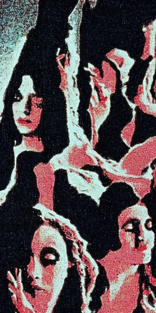 Image similar to a film still of suspiria from argento, impressionism, pointillism, detailed