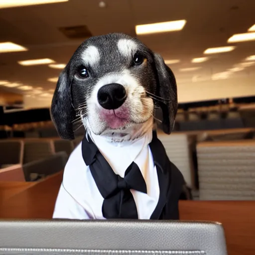 Image similar to Corporate memphis of a businessman dog