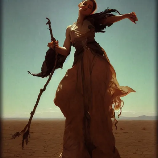 Image similar to witch dance in desert, ultra realistic, ultra detailed, concept art, trending on artstation, By Bouguereau. Ruan Jia. Ayami Kojima. Masterpiece