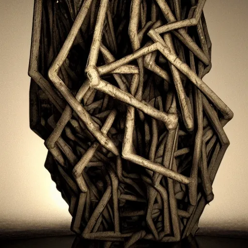 Image similar to rhizomuse, artists impression, cgsociety, abstract sculpture, dramatic intense lighting, deep shadows