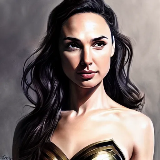 Image similar to gal gadot in the style of stefan kostic, realistic, full body, sharp focus, 8 k high definition, insanely detailed, intricate, elegant, art by stanley lau and artgerm