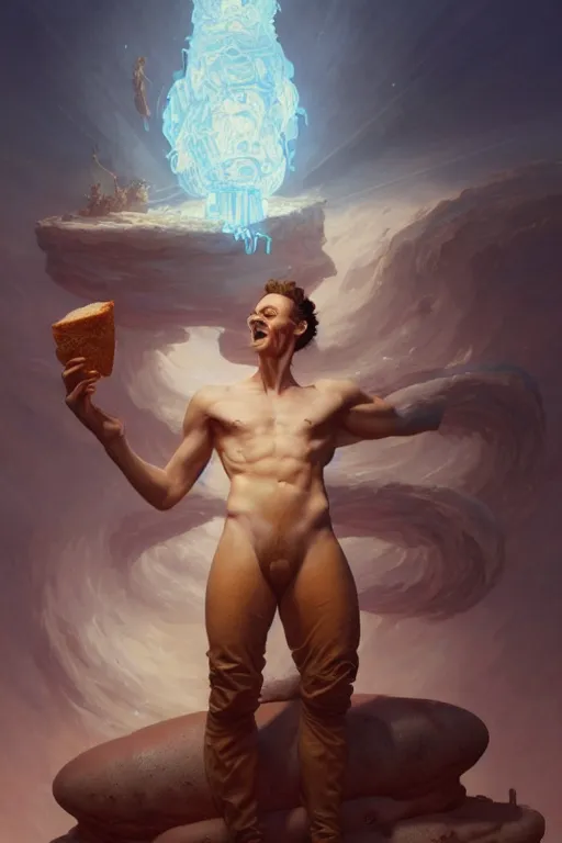 Prompt: tom hiddleston as a loaf of bread, hyper detailed, digital art, artstation, cinematic lighting, studio quality, smooth render, by peter mohrbacher, hajime sorayama, wayne barlowe, boris vallejo, aaron horkey, gaston bussiere, craig mullins, caravaggio