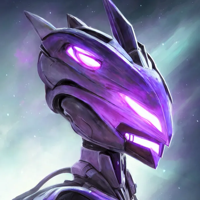 Image similar to cinematic close shot, cosmic sized proportional stunning beautiful hot female warframe, detailed sleek robot mecha female dragon head, metal ears glowing purple eyes, sleek silver armor, fuschia skin, floating in empty space, nebula sized, epic proportions, epic size, epic scale, furry art, dragon art, giantess art, warframe fanart, furaffinity, deviantart