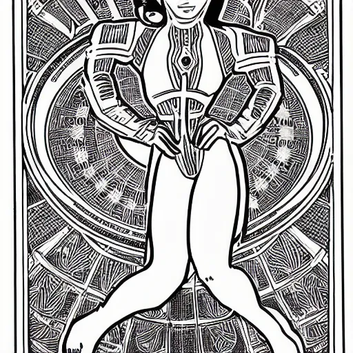 Prompt: clean simple line art with heavy black outlines of a woman floating in space wearing a space suit. no background. well composed, clean coloring book page, beautiful detailed face. coloring book line art by steve ditko and jack kirby and alphonse mucha and mike mignola