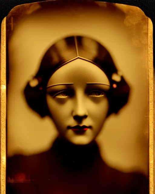 Image similar to tintype dreamy young beautiful female artificial intelligence, metropolis, cinematic, rim light, bokeh, photo - realistic, elegant, high detail, 8 k, masterpiece, photo taken in 1 9 3 0