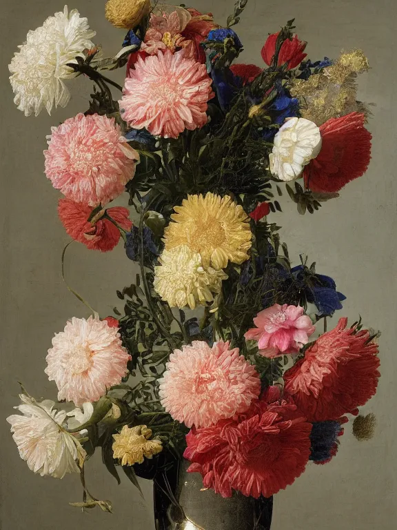 Prompt: Vase of Flowers 1722 Jan van Huysum ,getty museum jan van huysum flowers but made of little robotic structures