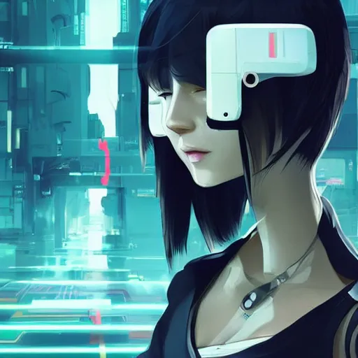 Prompt: Frequency indie album cover, luxury advertisement, white and navy colors. highly detailed post-cyberpunk sci-fi close-up detective mercenary cyborg girl in asian city in style of cytus and deemo, mysterious vibes, by Ilya Kuvshinov, by Greg Tocchini, nier:automata, set in half-life 2, beautiful with eerie vibes, very inspirational, very stylish, with gradients, surrealistic, dystopia, postapocalyptic vibes, depth of filed, mist, rich cinematic atmosphere, perfect digital art, mystical journey in strange world, beautiful dramatic dark moody tones and studio lighting, shadows, bastion game, arthouse